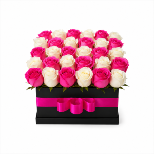 Caja Cuadrada Rosas Bicolor