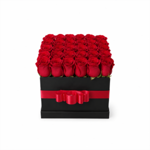 Caja Cuadrada de Rosas Unicolor