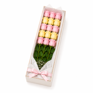 Caja de Rosas Rectangular Bicolor